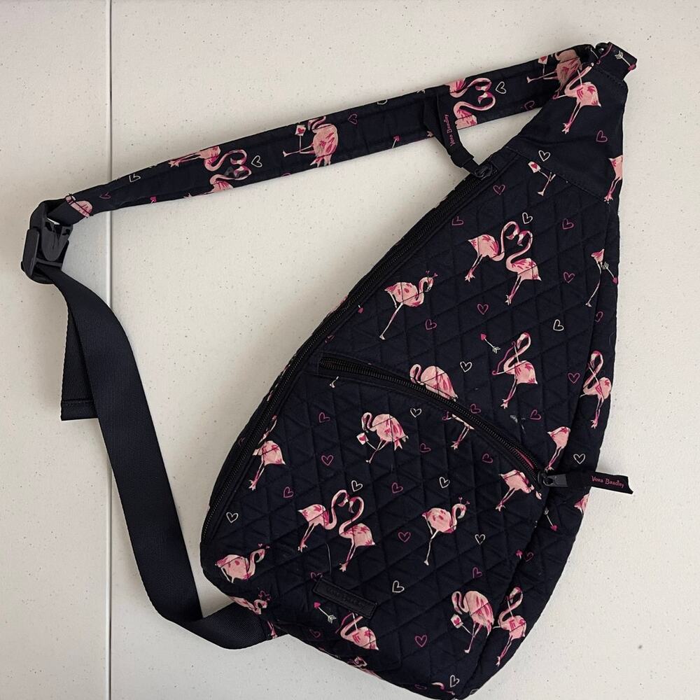 Retired Pattern Vera Bradley Sling Backpack Flirty Flamingos 27611-T93